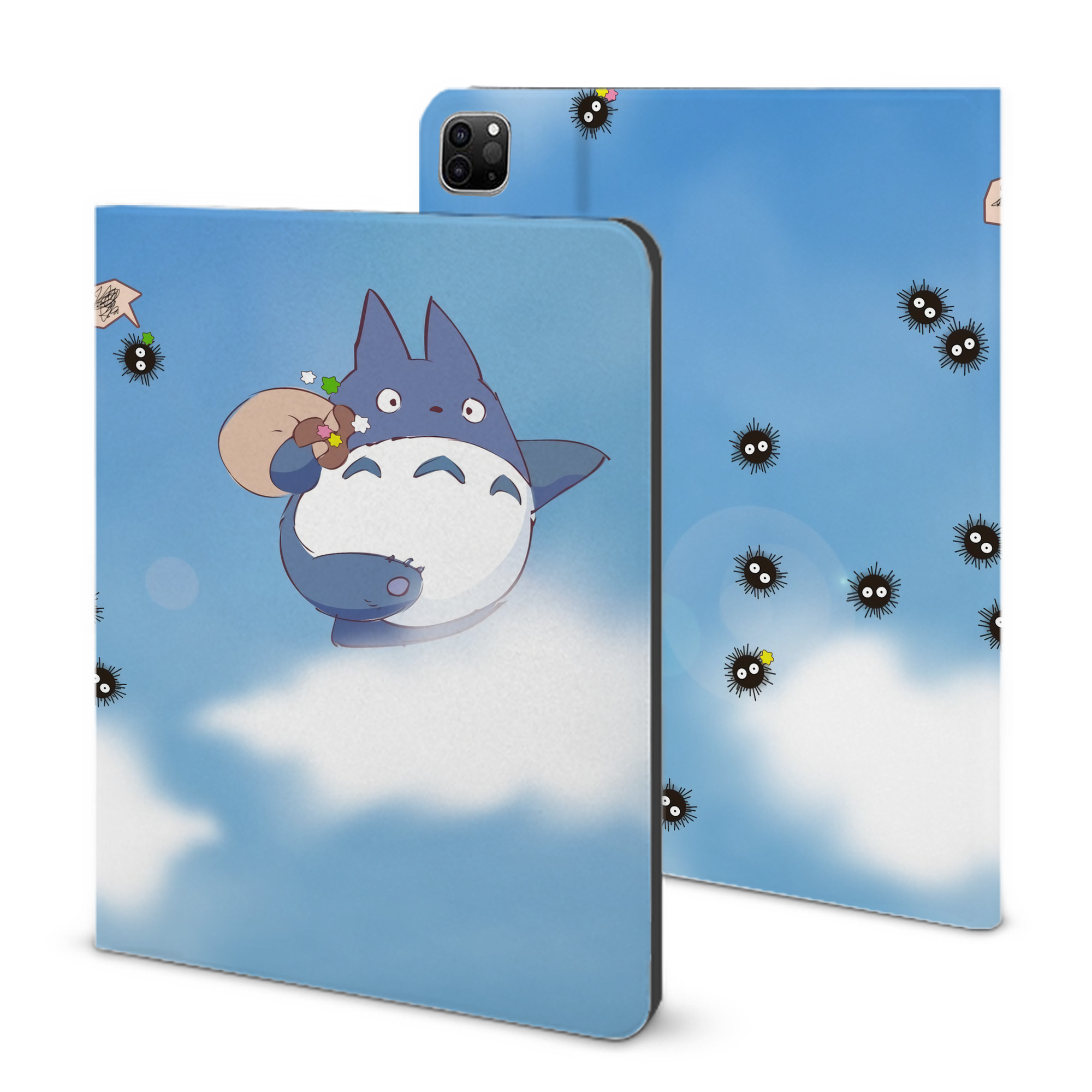 （画像用） となりのトトロ 草壁メイ 草壁サツキ My Neighbor Totoro Satsuki Kusakabe Mei Kusakabe IPad ケース ブック型 PUレザー TPU 耐衝撃 軽量 薄型 ペン収納なし 全面保護 IPad 各モデル対応